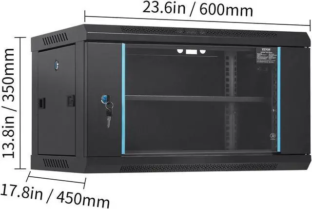 Alt view image 6 of 7 - 6U Wall Mount Network Server Rack Cabinet Enclosure 15.5'' Deep Door Lock