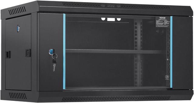 2-Post 6U Wall Mount Network Cabinet with 1U Shelf, 19 Wall-Mounted Server  Rack for Data / Networking / AV / Electronics / Computer Equipment, Small