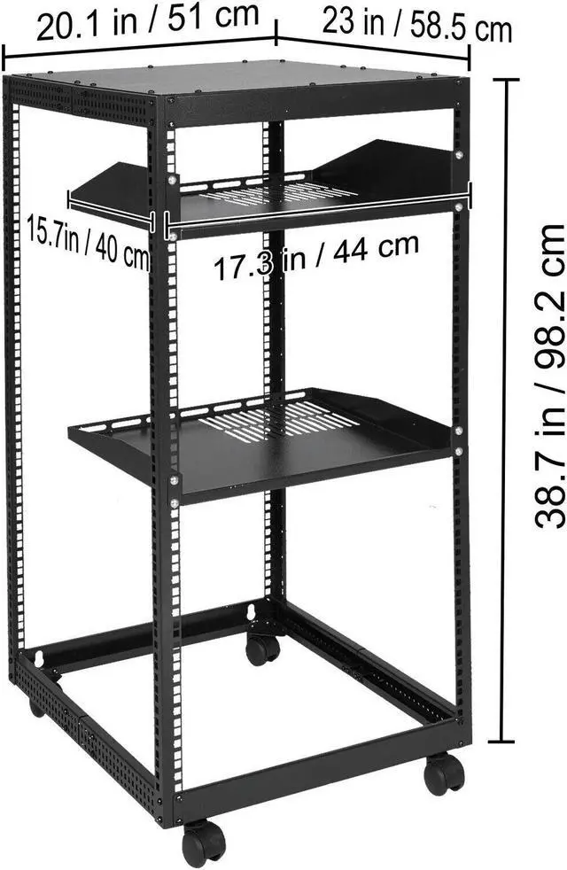Alt view image 6 of 7 - 20U 4 Post Open Frame Server Rack Network Enclosure 23''-40'' Adjustable