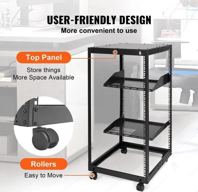 Alt view image 4 of 7 - 20U 4 Post Open Frame Server Rack Network Enclosure 23''-40'' Adjustable