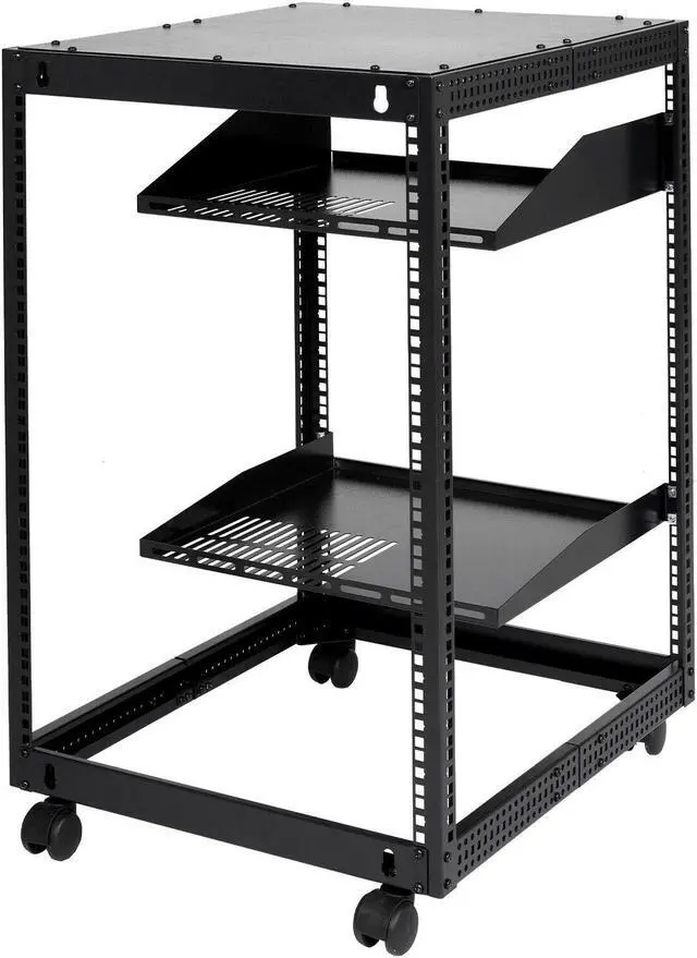 Alt view image 7 of 7 - 15U 4 Post Open Frame Server Rack Network Enclosure 23''-40'' Adjustable