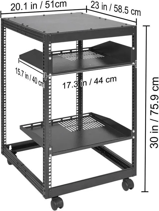 Alt view image 6 of 7 - 15U 4 Post Open Frame Server Rack Network Enclosure 23''-40'' Adjustable