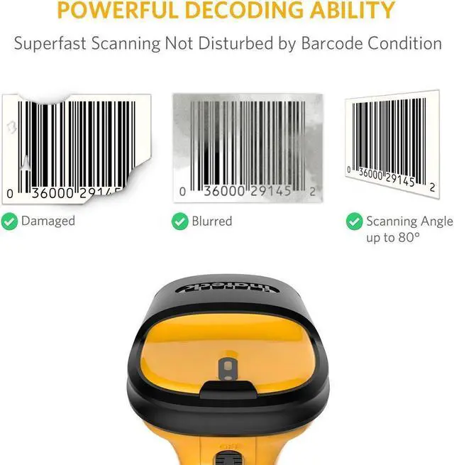 Alt view image 2 of 7 - Inateck 1D Barcode Scanner Barcode Reader Wireless 2.4GHz Adapter Auto Scanning