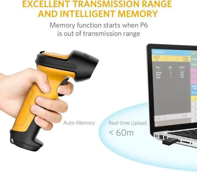 Alt view image 3 of 7 - Inateck 1D Barcode Scanner Barcode Reader Wireless 2.4GHz Adapter Auto Scanning