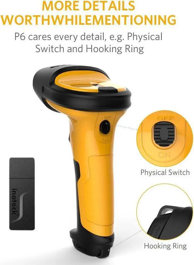 Alt view image 5 of 7 - Inateck 1D Barcode Scanner Barcode Reader Wireless 2.4GHz Adapter Auto Scanning