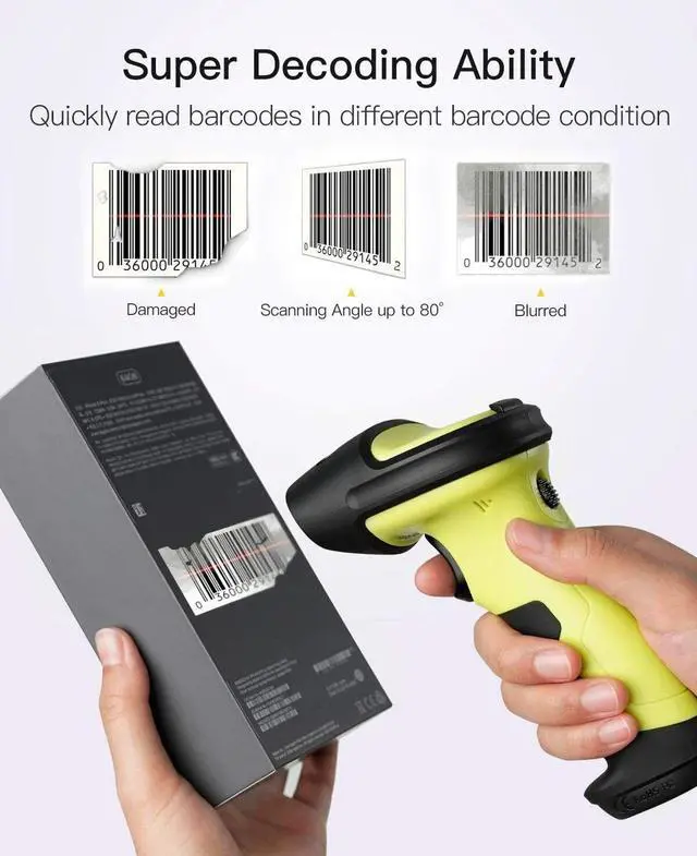 Alt view image 2 of 6 - Inateck Wireless Barcode Scanner Barcode Reader 2.4GHz 35M Range Auto Scanning