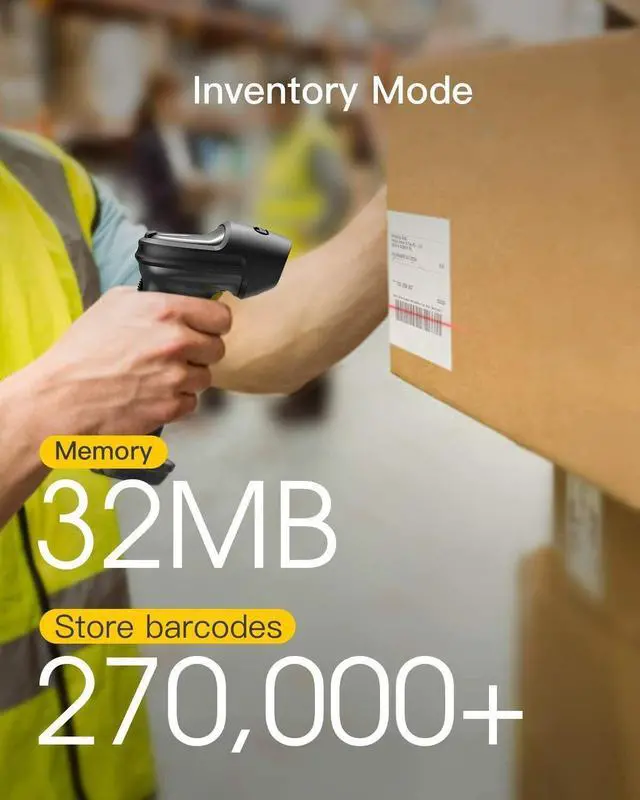 Alt view image 6 of 6 - Inateck 1D Wireless Bluetooth Barcode Scanner Reader Gun Anti Shock Vibration