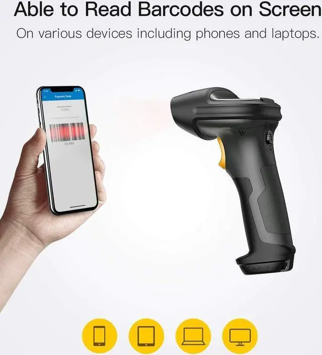Alt view image 5 of 6 - Inateck 1D Wireless Bluetooth Barcode Scanner Reader Gun Anti Shock Vibration