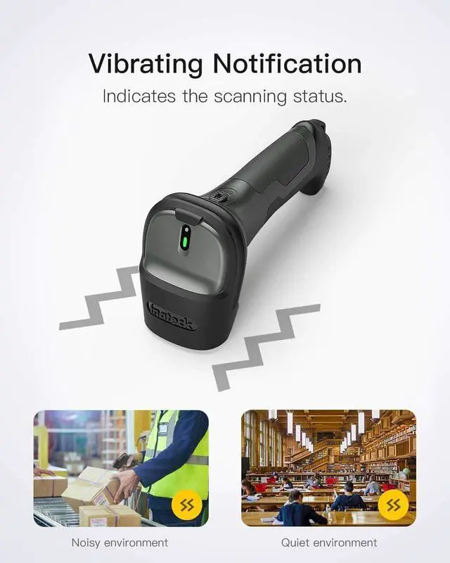 Alt view image 4 of 6 - Inateck 1D Wireless Bluetooth Barcode Scanner Reader Gun Anti Shock Vibration