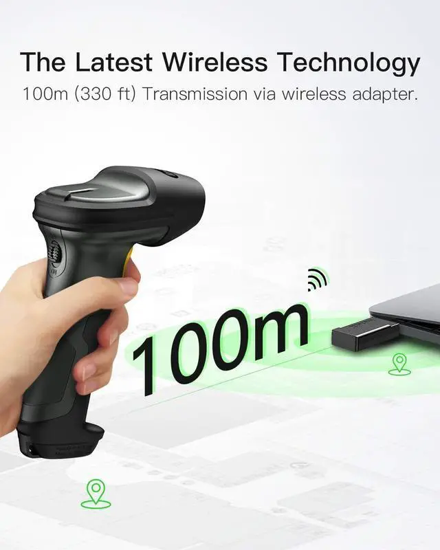 Alt view image 3 of 6 - Inateck 1D Wireless Bluetooth Barcode Scanner Reader Gun Anti Shock Vibration