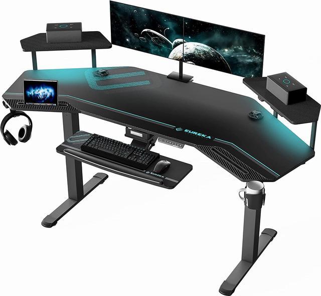 72 Gaming Desk with LED Lights - Large Studio Desk with Keyboard Tray