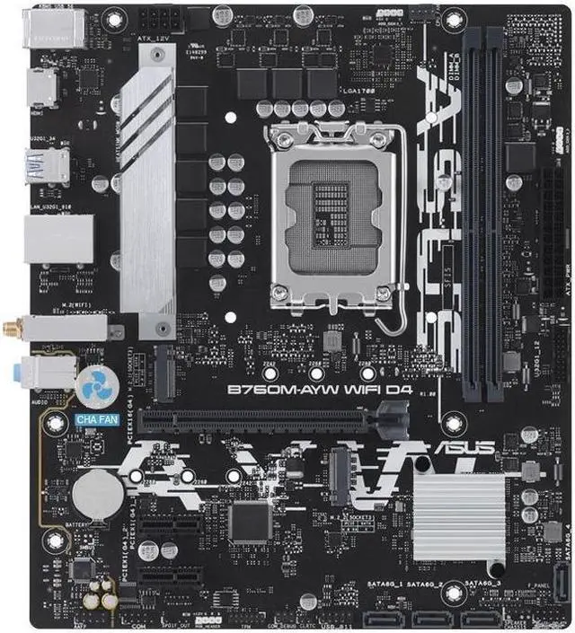 Main image of ASUS PRIME B760MAYW WIFI (13th and 12th Gen)  LGA 1700 mATX Motherboard with 4 × USB3.2 Gen1, 2 × M.2 Slots, DDR4 , 2.5Gb LAN , WIFI 6 ,1×HDMI Bluetooth 5.2 , Aura Sync