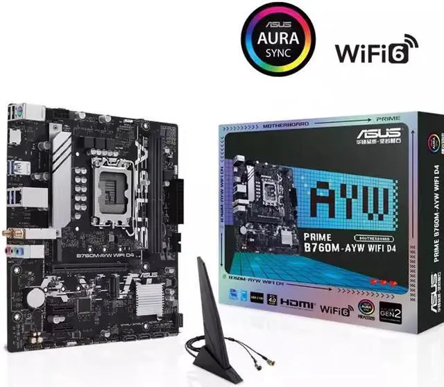 Alt view image 2 of 5 - ASUS PRIME B760MAYW WIFI (13th and 12th Gen)  LGA 1700 mATX Motherboard with 4 × USB3.2 Gen1, 2 × M.2 Slots, DDR4 , 2.5Gb LAN , WIFI 6 ,1×HDMI Bluetooth 5.2 , Aura Sync