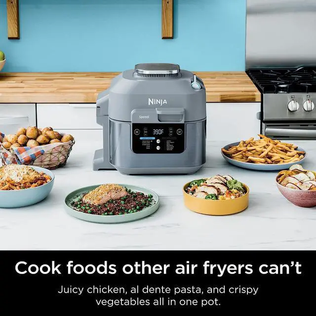 Alt view image 3 of 7 - Ninja Speedi Rapid Cooker & Air Fryer, 6-Quart Capacity, 12-in-1 Functions to Steam, Bake, Roast, Sear, Sauté, Slow Cook, Sous Vide & More, 15-Minute Speedi Meals All In One Pot, Sea Salt Gray
