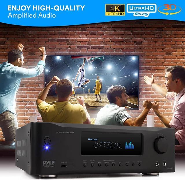 Alt view image 4 of 7 - Pyle 5.2-Channel Hi-Fi Bluetooth Stereo Amplifier - 1000 Watt AV Home Speaker Subwoofer Sound Receiver w/Radio, USB, RCA, HDMI, MIC in, Wireless Streaming, Supports 4K UHD TV, 3D, Blu-Ray