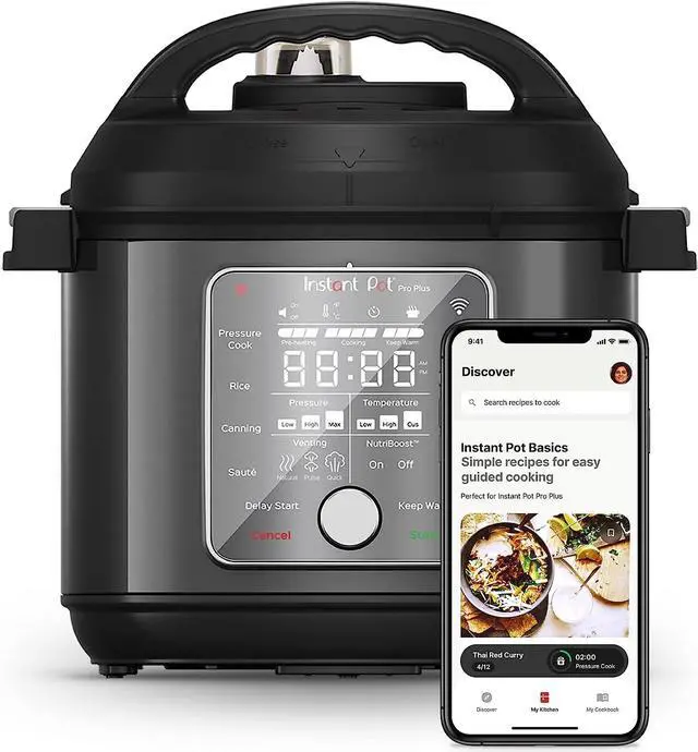 Main image of Instant Pot Pro Plus Wi-Fi Smart 10-in-1, Pressure Cooker, Slow Cooker, Rice Cooker, Steamer, Sauté Pan, Yogurt Maker, Warmer, Canning Pot, Sous Vide, Includes Free App with 1900 Recipes, 6 Quart