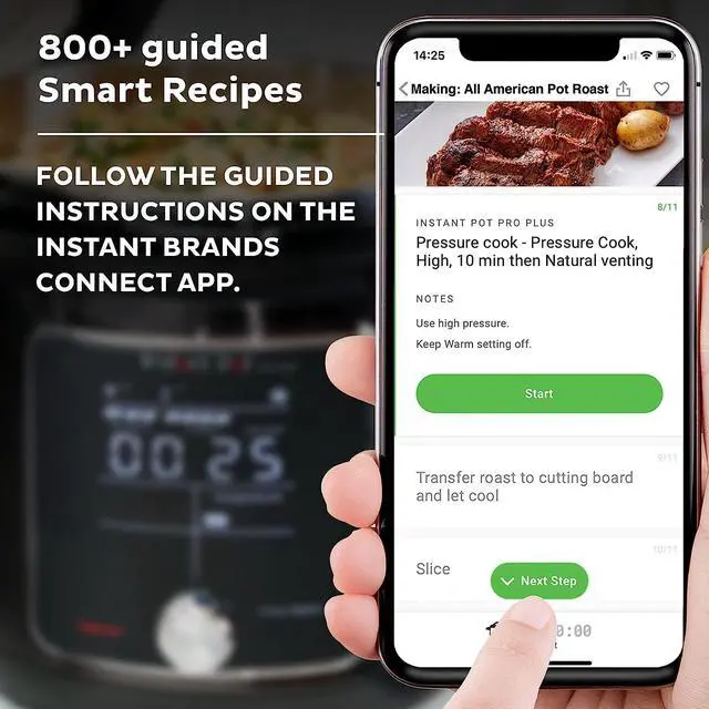 Alt view image 4 of 7 - Instant Pot Pro Plus Wi-Fi Smart 10-in-1, Pressure Cooker, Slow Cooker, Rice Cooker, Steamer, Sauté Pan, Yogurt Maker, Warmer, Canning Pot, Sous Vide, Includes Free App with 1900 Recipes, 6 Quart
