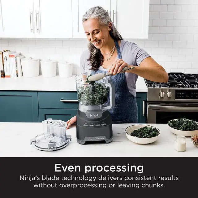 Alt view image 5 of 7 - Ninja Professional XL Food Processor, Storage Box, 1200 Peak-Watts, 4-in-1, Chopping, Slicing/Shredding, Purees, Dough, 12-Cup Processor Bowl, 2 Blades & 2 Discs, Feed Chute/Pusher, Black
