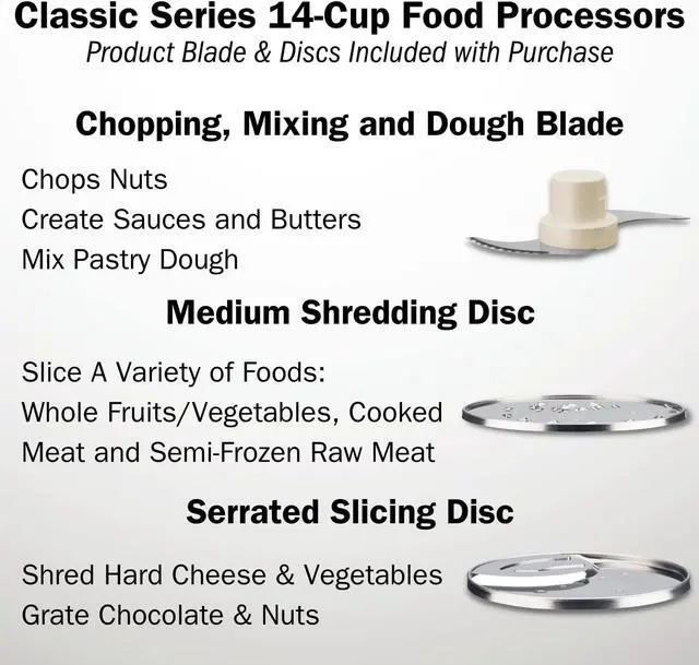 Alt view image 2 of 7 - Cuisinart 14 Cup Food Processor, Includes Stainless Steel Standard Slicing Disc (4mm), Medium Shredding Disc, & Stainless Steel Chopping/Mixing Blade