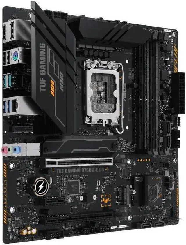 Alt view image 3 of 8 - ASUS TUF GAMING B760M-E D4 Intel LGA1700 mATX Motherboard 128GB, 4xDDR4, 1 x PCIe 4.0 x16 slot, 2 x M.2 slots,4 x SATA,1xHDMI, 1xDP, 2.5Gb Ethernet