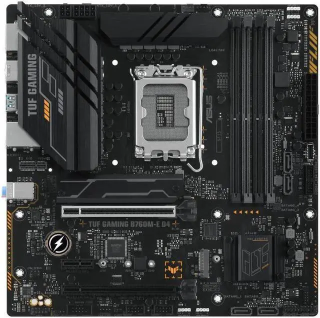 Main image of ASUS TUF GAMING B760M-E D4 Intel LGA1700 mATX Motherboard 128GB, 4xDDR4, 1 x PCIe 4.0 x16 slot, 2 x M.2 slots,4 x SATA,1xHDMI, 1xDP, 2.5Gb Ethernet