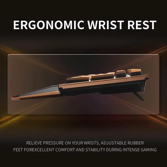 Alt view image 5 of 7 - Wireless Mechanical Keyboard with Kaihl Box Blue Switch, Dark Knight Computer Keyboard for Gaming, Typing, Ergonomic 108-key Typewriter Keyboard with Wrist Rest