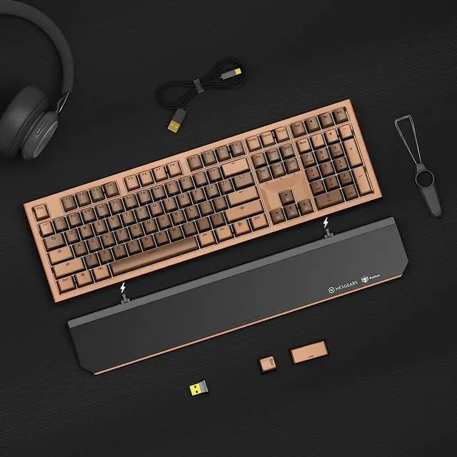 Alt view image 6 of 7 - Wireless Mechanical Keyboard with Kaihl Box Blue Switch, Dark Knight Computer Keyboard for Gaming, Typing, Ergonomic 108-key Typewriter Keyboard with Wrist Rest