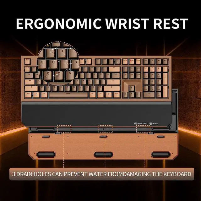 Alt view image 4 of 7 - Wireless Mechanical Keyboard with Kaihl Box Blue Switch, Dark Knight Computer Keyboard for Gaming, Typing, Ergonomic 108-key Typewriter Keyboard with Wrist Rest