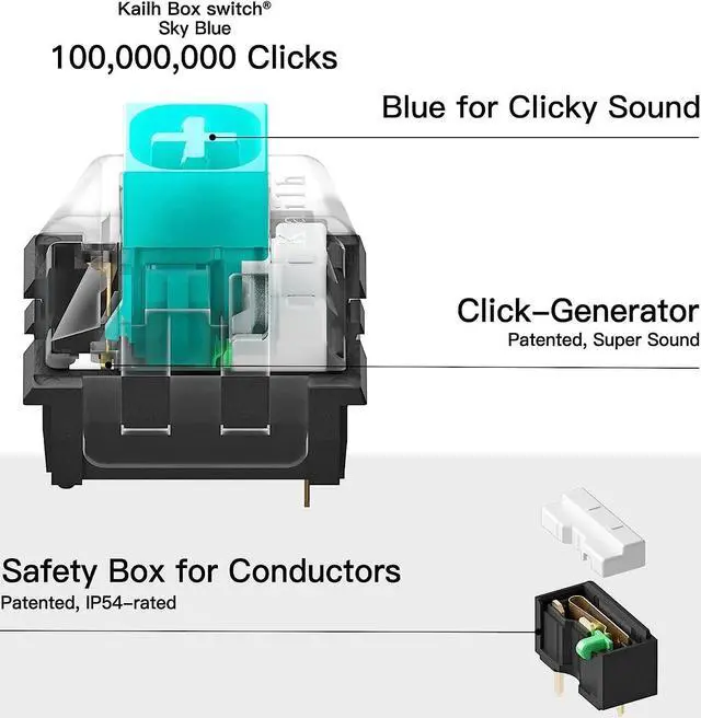 Alt view image 7 of 7 - Wireless Mechanical Keyboard with Kaihl Box Blue Switch, Dark Knight Computer Keyboard for Gaming, Typing, Ergonomic 108-key Typewriter Keyboard with Wrist Rest
