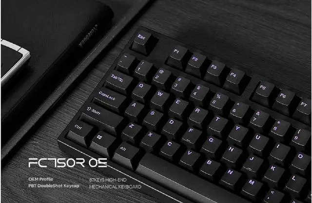 Alt view image 4 of 4 - Leopold FC750R OE Black Purple OEM Profile PBT DoubleShot Keycap (Silver Switch)
