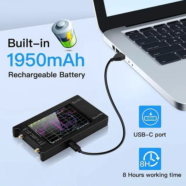 Alt view image 4 of 7 - Upgraded NanoVNA-H4 Vector Network Analyzer, SeeSii Latest V4.3/4.2 10KHz-1.5GHz HF VHF UHF 4" Touch Screen Antenna Analyzer Measures S Parameters,Voltage Standing Wave Ratio, Phase,Delay, Smith Chart