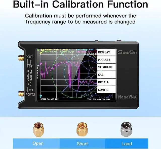 Alt view image 7 of 7 - Upgraded NanoVNA-H4 Vector Network Analyzer, SeeSii Latest V4.3/4.2 10KHz-1.5GHz HF VHF UHF 4" Touch Screen Antenna Analyzer Measures S Parameters,Voltage Standing Wave Ratio, Phase,Delay, Smith Chart