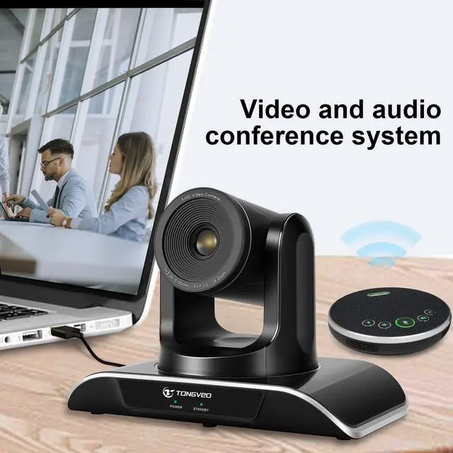 Alt view image 6 of 7 - TONGVEO All-in-One Conference Room Camera System, Video Conferencing System Bundle HD 1080P 3X Optical Zoom PTZ Camera and Bluetooth Conference Speakerphone with Microphones
