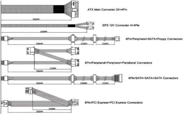 Alt view image 3 of 5 - Apevia ATX-ES600W Essence 600W ATX Semi-Modular Gaming Power Supply with Auto-Thermally Controlled 120mm Black Fan, 115/230V Switch, All Protections