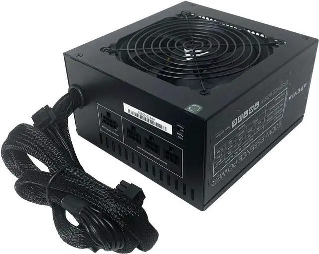 Main image of Apevia ATX-ES600W Essence 600W ATX Semi-Modular Gaming Power Supply with Auto-Thermally Controlled 120mm Black Fan, 115/230V Switch, All Protections