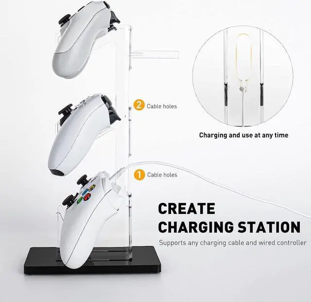 Alt view image 5 of 6 - Universal 3 Tier Controller Holder and Headset Stand for PS4 PS5 Xbox ONE Switch, Controller Stand Gaming Accessories, Build Your Game Fortresses (Black)