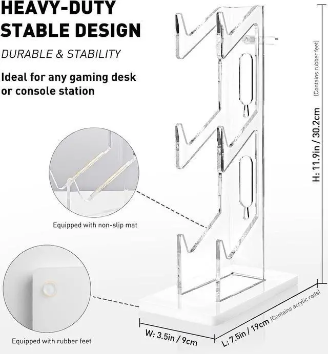 Alt view image 5 of 6 - Universal 3 Tier Controller Holder and Headset Stand for PS4 PS5 Xbox ONE Switch, Controller Stand Gaming Accessories, Build Your Game Fortresses (White)