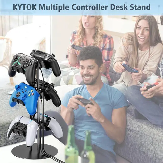 Alt view image 6 of 6 - Controller Stand 3 Tiers with Cable Organizer for Desk, Universal Controller Display Stand Compatible with Xbox PS5 PS4 Nintendo Switch, Headset Holder & Desk Mounts for 8 Packs Controller