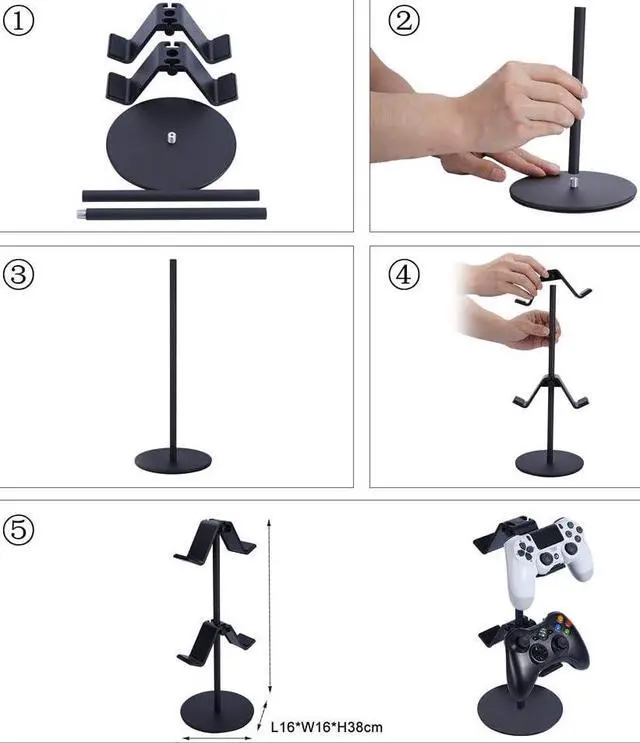Alt view image 5 of 5 - Controller Holder, fes Game Controller Stand Holder Storage Organizer Gamepad with Multiple Adjustable Height and Direction Brackets Compatible for Xbox ONE 360 Switch PS4 STEAM PC Nintendo Stander