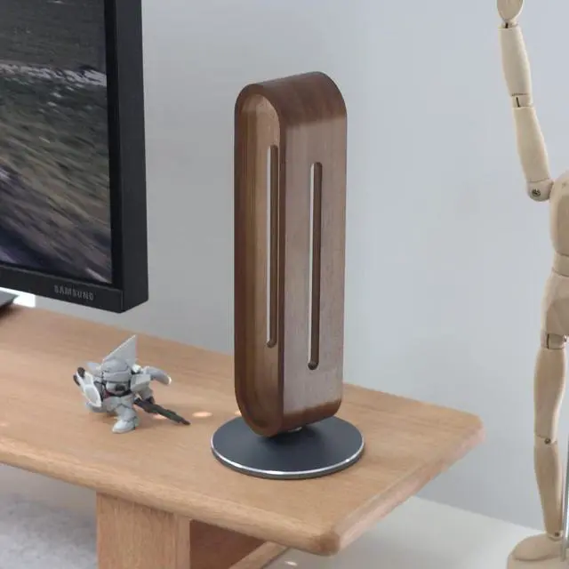 Alt view image 4 of 7 - Headphone Stand for Desk,BRIGHT STONE Wood Headset Holder Bamboo & Aluminum Earphone Stand for All Headphones (Grey)