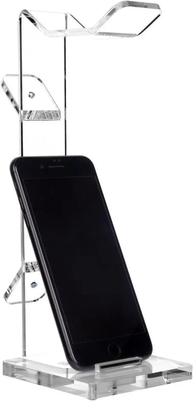 Alt view image 4 of 7 - Headphone Stand Gaming Headset Holder for Desk Cable Organizer & Cellphone Stand for All Headphones Size Headphone Holder Set for Gaming PC Accessories Gaming Station Transparent