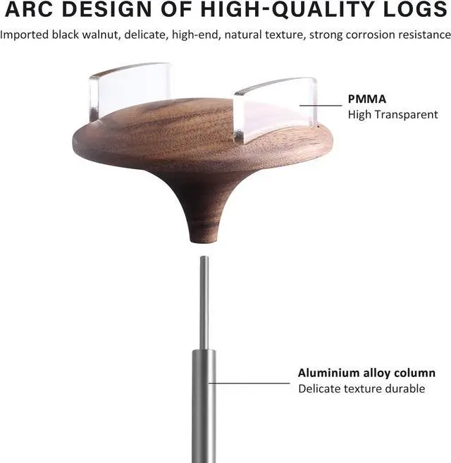 Alt view image 3 of 7 - Headphone Stand, Walnut Wood & Aluminum Headset Stand, Nature Walnut Gaming Holder for AirPods Max, Beats, Bose, Sennheiser, Sony, Audio-Technica and More (Gray)
