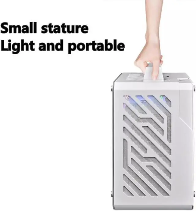 Alt view image 2 of 6 - Small Computer Case, Lightweight and Portable Aluminum ITX/MATX Personal Computer Case with Tempered Glass - Yellow