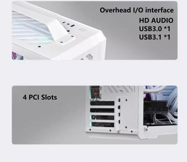 Alt view image 5 of 6 - Small Computer Case, Lightweight and Portable Aluminum ITX/MATX Personal Computer Case with Tempered Glass - Yellow