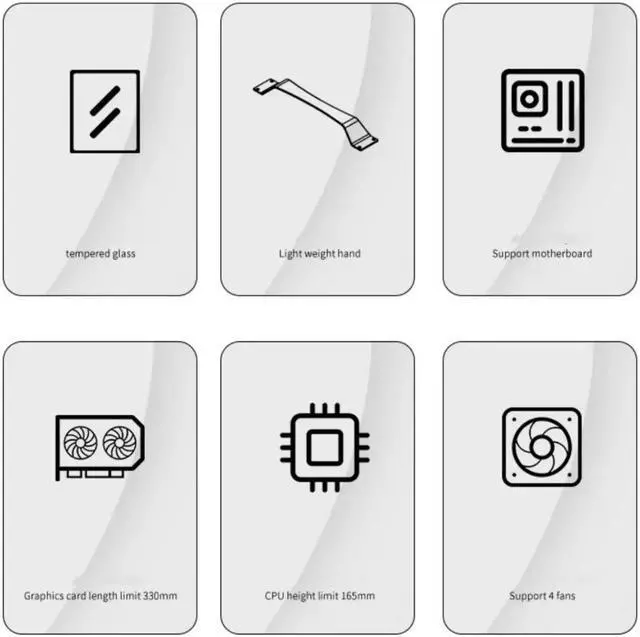 Alt view image 4 of 6 - Small Computer Case, Lightweight and Portable Aluminum ITX/MATX Personal Computer Case with Tempered Glass - Yellow