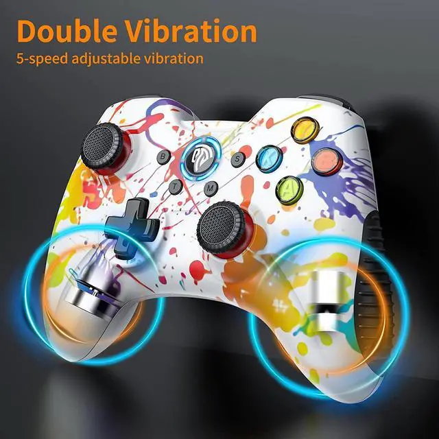 Alt view image 4 of 7 - EasySMX Wireless Gaming Controller for Windows 7 8 10 11 PC/PS3/Android/Switch/Steam Deck, Dual-Vibrate Gamepad Joystick Computer Game Controller With Turbo, 14 Hours Working Battery WHITE