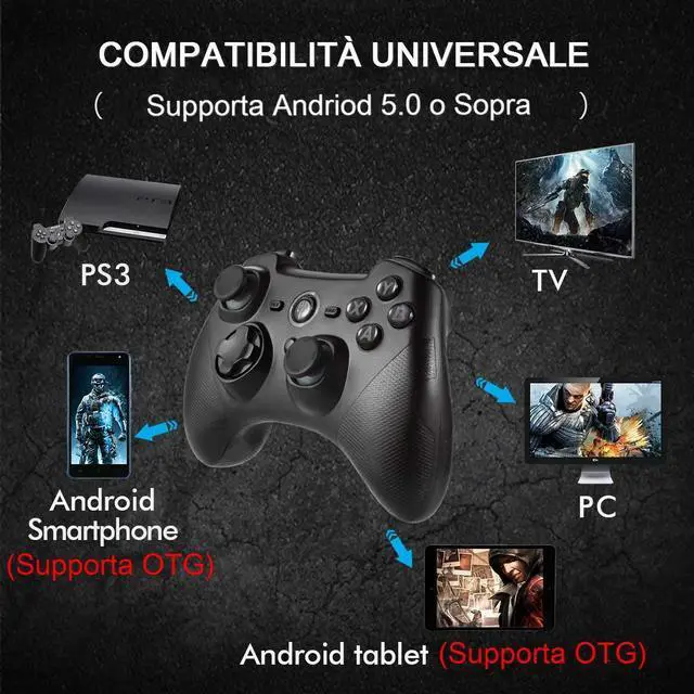 Alt view image 3 of 7 - EasySMX Wireless Gaming Controller for Windows 7 8 10 11 PC/PS3/Android/Switch/Steam Deck, Dual-Vibrate Gamepad Joystick Computer Game Controller With Turbo, 14 Hours Working Battery DARK BLACK
