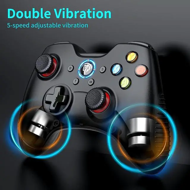 Alt view image 4 of 7 - EasySMX Wireless Gaming Controller for Windows 7 8 10 11 PC/PS3/Android/Switch/Steam Deck, Dual-Vibrate Gamepad Joystick Computer Game Controller With Turbo, 14 Hours Working Battery BLACK