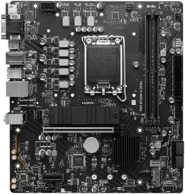 Alt view image 2 of 5 - MSI MSI PRO B760M-G ProSeries Motherboard (mATX, 12th/13th Gen Intel Core, LGA 1700 Socket, DDR4, PCIe 4, 2.5G LAN, M.2 Slots, USB 3.2)