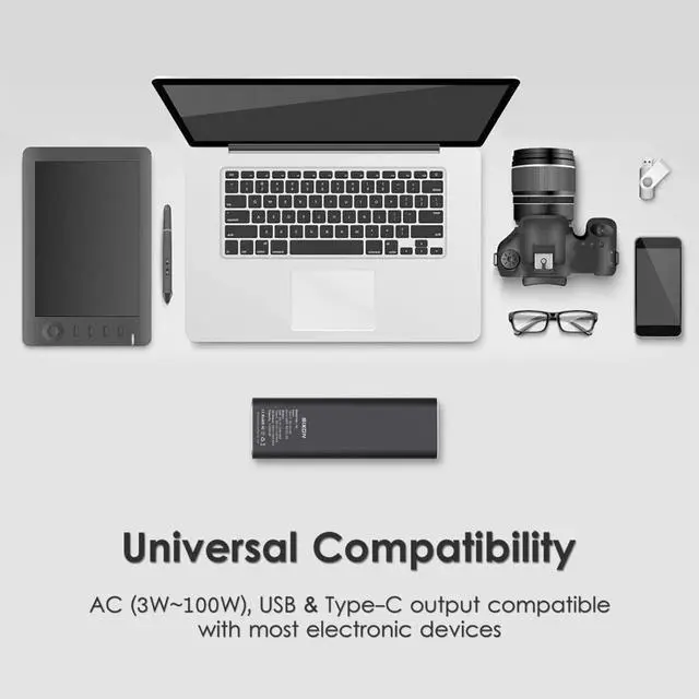 Alt view image 4 of 7 - AC Outlet Portable Laptop Power Bank, Universal 116Wh/31200mAh 100W Travel Laptop Charger, External Battery Pack for MacBook, Acer, HP, Samsung, Dell, ASUS, Lenovo, Notebook, Black
